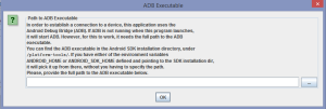 DroidAtScreen solicitando o endereço da ADB