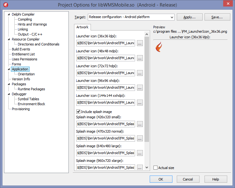 Project Options - Delphi XE7