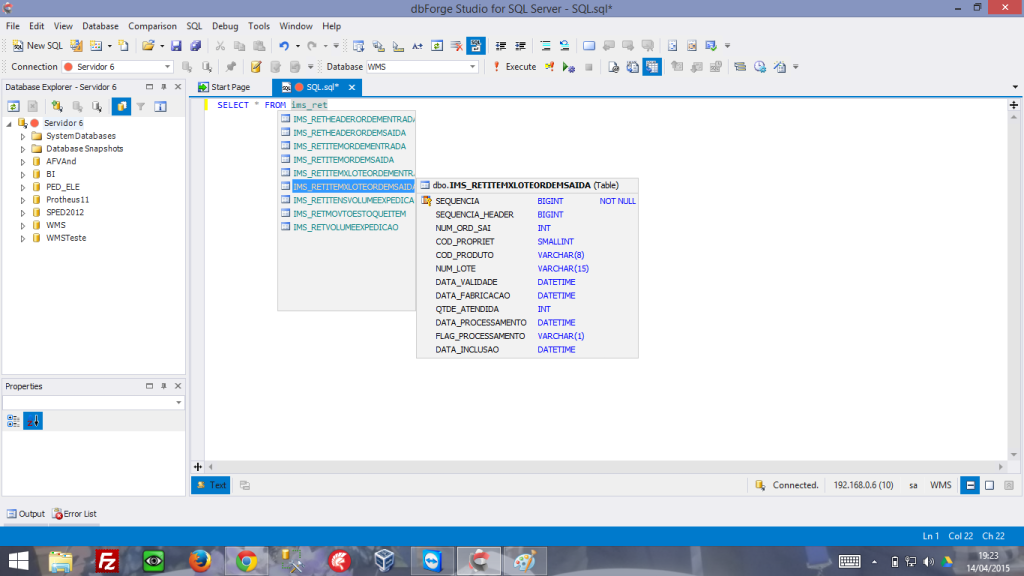 SQL Editor do dbForge Studio for SQL Server 