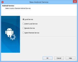 Opção de Android Service Local ou Remote